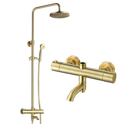 gold bathroom copper thermostatic bathroom shower set